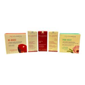 Clarins Package: Re-Bpost and Pure-Reset 50ml each, plus 3 samples.